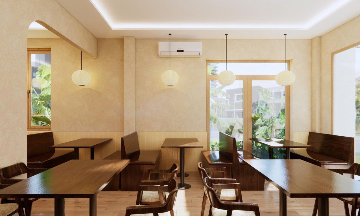 Cảnh quan tại Bighome Coffee được chăm chút để vừa tạo sự riêng tư vừa giữ được cảm giác mở