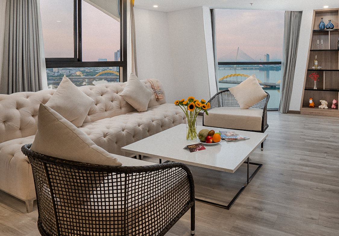 Phòng nghỉ tại HAIAN được thiết kế hiện đại, phối màu tinh tế và tận dụng tối đa ánh sáng tự nhiên