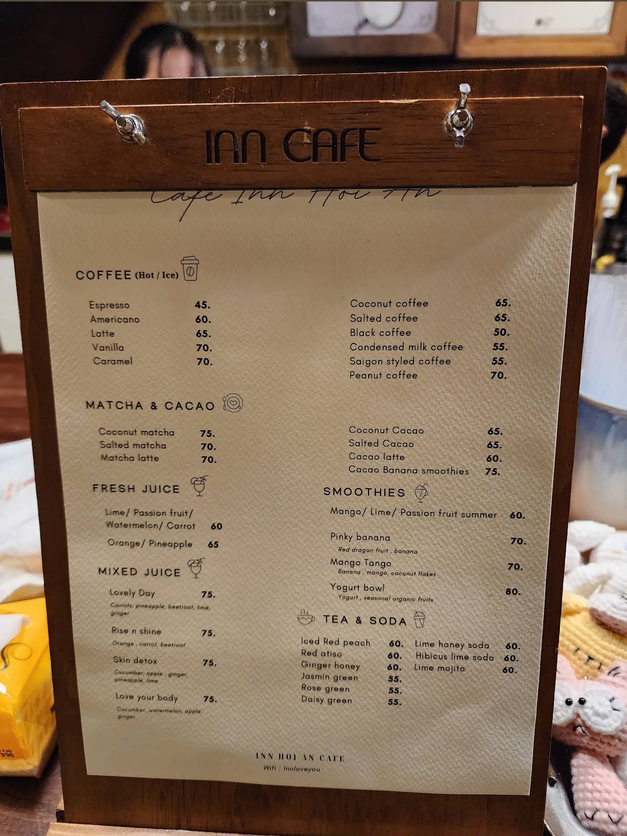 menu - cafe inn hội an 